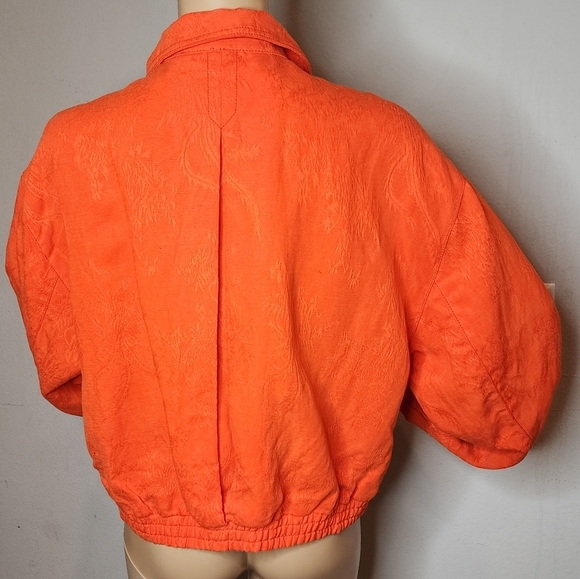 Anthropologie Cartonnier Orange Jaquard Full Zip Eisenhower Jacket Large - Picture 4 of 17